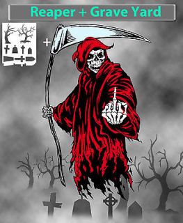 brush stencil Grim Reaper 10 Template + Graveyard Stencil skull paint 