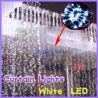   220V White 300LED Christmas Curtain Lights 3*2M Outdoor Memo Function