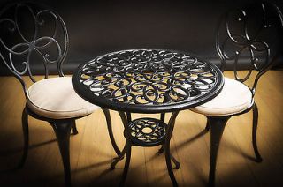 cast aluminium bistro set with cushions in black or white maintenance 