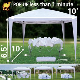   Wedding Party Tent 10x10 White Folding Gazebo Beach Canopy W/Carry Bag