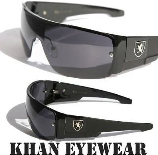 Mens oversized Sunglasses Khan eyewear SHIELD SPORTY WRAP AROUND BIKER 