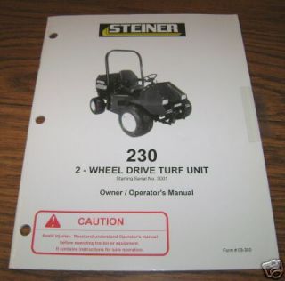 Steiner 230 Turf Unit Tractor Operators Owners Manual