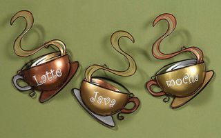 COFFEE CUP Mocha Latte Kitchen Metal WALL DECOR Hanging Art