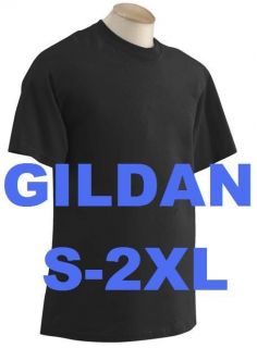 Black Mens Plain Gildan T shirt 100% Cotton Blank Shirt Adult S 2XL 