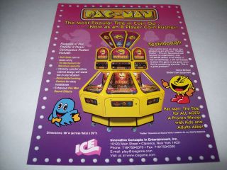 ICE PACMAN ORIGINAL NOVELTY COIN PUSHER PRIZE ARCADE GAME SALES FLYER 