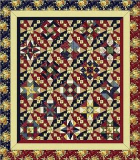 Tyler Texas Rose Parade Shabby Floral Fabric BOM Quilt Kit Blue Yellow 