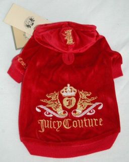 Juicy Couture Red Velour Dog Clothes Hoodie