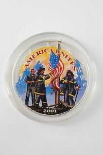   American Heroes 9/11 Commemorative Silver Dollar COA .999 Mint