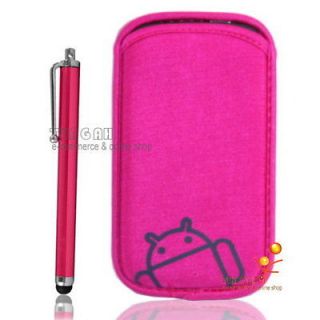Peach Android Case Pouch + Touch Pen For Xperia S LT26i Huawei Ascend 