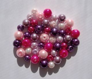   & PURPLE* MIX Glass PEARL Beads Mixed 8MM 6MM Round Pearls Jewelry