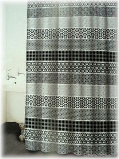   FRENCH Black & White GREY PRINT Designer Fabric Bath Shower Curtain