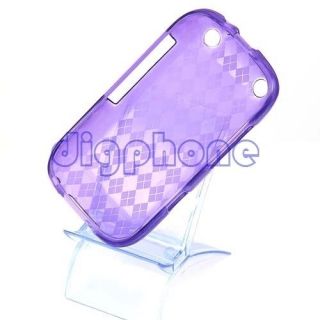 Purple Grid Pattern TPU Silicone Gel Case For BlackBerry Curve 9220 
