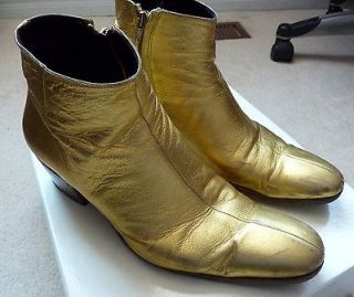 rare DIOR HOMME by Hedi Slimane AW05 gold high heel leather boots 42 