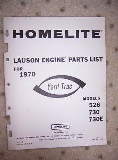 70 Homelite Yard Trac 526+ Parts List Lauson Engine N