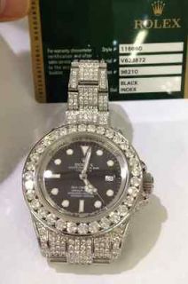   ROLEX DEEP SEA DWELLER FULL DIAMOND WATCH NEW BOX AND PAPERS 30+cts