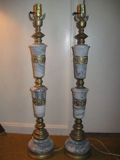 VTG Italian Marble Lamps w/Peacock & Dragon Design. Marbro Quality 