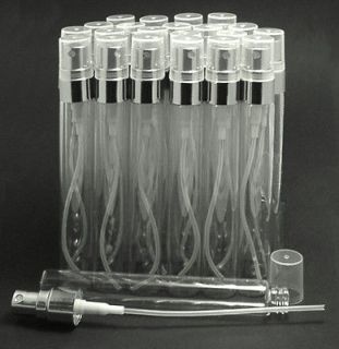 10ml. Empty Perfume Clear Glass Bottle Atomizer Spray Silver Caps.[ 6 