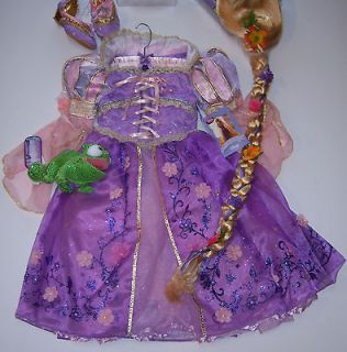   Tangled Limited Edition Rapunzel Costume 4/4T Wig Shoes 9/10 & Pascal