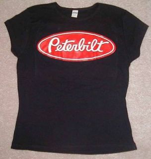 PETERBILT ladies BLACK BABYDOLL Shirt TRUCKER biker S