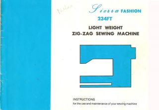 Nelco 234FT Sierra Fashion Manual ~ CD in pdf format