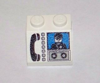 Lego City 2x2 White Slope w/ Printed Police Minifig & Phone Pattern