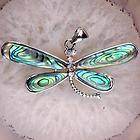 28X60MM Silver Plated Abalone Shell Dragonfly Bead Pendant 1PCS