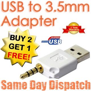 USB 2.0 Male to 3.5mm Audio Jack Plug Adapter For Apple iPod Car  4 