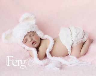 Newborn/Baby Crochet White Bear Hat Photography Prop