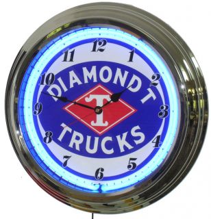 DIAMOND T TRUCKS CLASSIC SUPER SIZE 17 INCH NEON CLOCK   