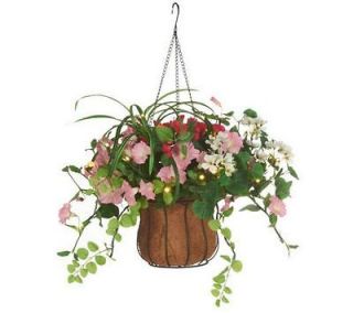   Lights Battery Operated Mixed Flower Hanging Basket w/ LEDs & Timer