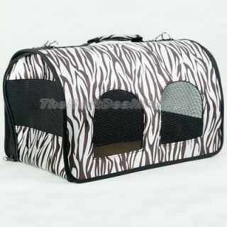 Zebra Pattern Foldable Pet Carrier Dog Cage Puppy House U.S Seller 