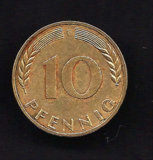 World Coins   Germany 10 Pfennig 1950 F Coin KM # 108 Lot G2