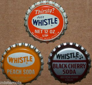 Soda pop bottle cap collection 3 different WHISTLE
