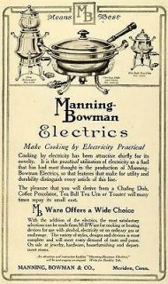 1913 Ad Manning Bowman Chafing Dish Tea Urn Percolator Household 