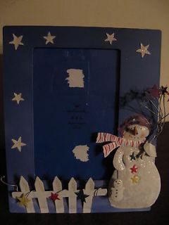   snowman Hallmark bouquet stars 3d picket fence blue white snow baby