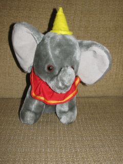   Bros DUMBO Gray Elephant Red Collar Yellow Hat Circus Stuffed Animal