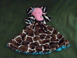 MUDPIE Pink Elephant Lovey Baby Blanket Zebra Giraffe Print Blue Pink 