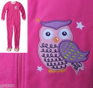 ADULT FOOTED Fleece Pajamas PINK OWL Footsie Footie Feet Womens 