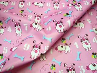 Pink cute Dogs PVC Waterproof Fabric for Craft Bags Raincoat