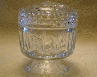 Newly listed Avon Clear Glass Pedestal Jar or Container w/Lid Floral 