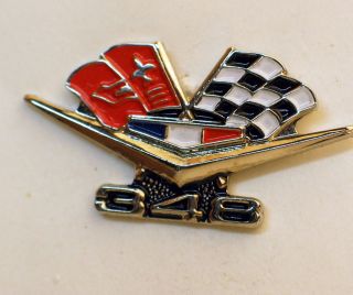 348 Engine Pin (Chevy Flags) Badge Hat Tack *** Nicer than Picture