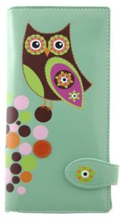 Retro Owl Faux Leather Wallet   Teal Green
