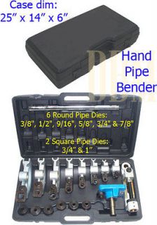 Hand Pipe Bender Round Square 8 Dies Pipe Tube Bender