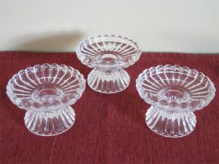 Fluted Glass Unity Candle Pillar/Taper Holder Set