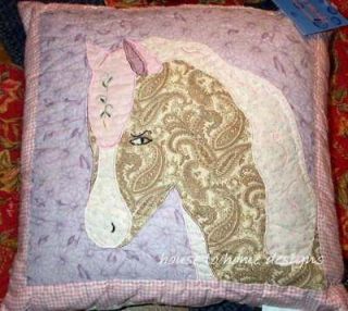 GIRLS GIDDY UP PONY HORSES PINK ACCENT BED PILLOW