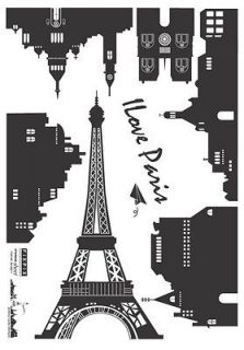 Paris Eiffel Tower Instant Art Decor Removable Wall Sticker Decal