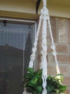 Macrame Plant Hanger WHITE 44 Made with 6mm Macrame Cord  Great Gift 