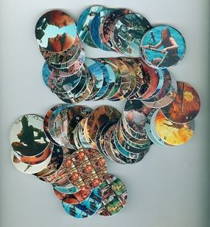 Waterworld caps, complete set of 65 (1995) Kevin Costner pogs