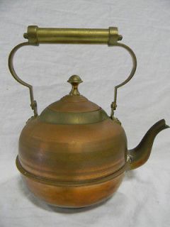 Vintage Copper Tea Kettle w/ Brass Handle and Trim