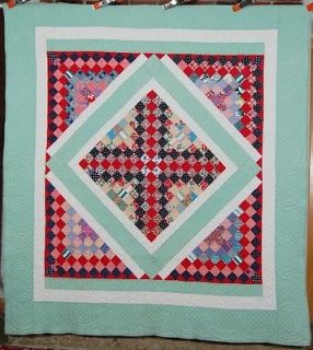 30s Vintage Postage Stamp Diamond in a Square Antique Quilt ~GREAT 